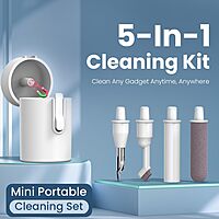 Portronics Clean U 5-In-1 Cleaning Kit for Laptop, Mobiles, and Tablets – White