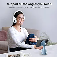 Portronics Mogun 5 – MagSafe Desk Phone Holder, Blue. Sleek design, securely holds phone while charging. Ideal for home or office.