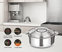 Milton Galaxia 1000 Insulated Stainless Steel Casserole, 1.2 liters, Insulated Thermal Serving Bowl