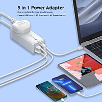 Portronics Volt 65 – A 65W 5-in-1 power strip with AC outlets, USB ports, and fast charging. Perfect for home, office.