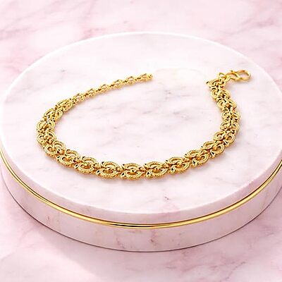 Impon Gold Plated Heart Link Bracelet for Women | Elegant Love Design Gold Finish Hand Chain | Stylish Daily Wear Jewelry