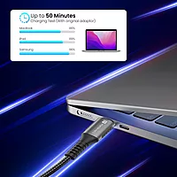 Portronics Konnect 240C – 240W Type-C Cable, 1.2M Black, high-speed charging, durable design, compatible with various devices, perfect for fast data transfer and reliable performance.