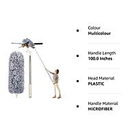 Microfiber Feather Duster Bendable & Extendable Fan Cleaning Duster with 100 inches Expandable
