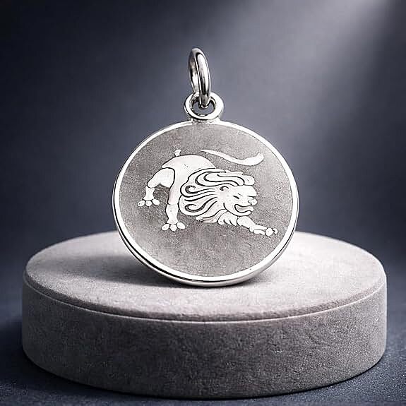 925 Sterling Silver Leo Zodiac Pendant for Men & Women | Astrology Lion Charm Necklace | Round Engraved Horoscope Jewelry
