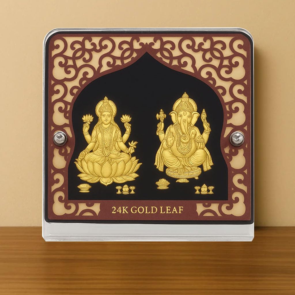 Gold Plated Lakshmi Ganesha Idol