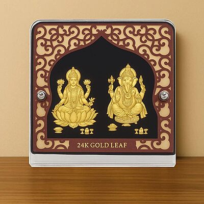 Gold Plated Lakshmi Ganesha Idol Gold Plated Lakshmi Ganesha Idol
