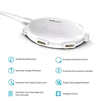 Portronics UFO Charger – 6-Port USB Charging Station (8A) | Fast Multi-Device Charging | Compact & Portable | Ideal for Home & Office