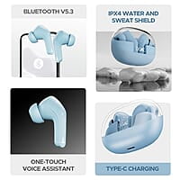 boAt Airdopes 311 Pro w/Up to 50 HRS Playtime, ASAP Charge(10min=150 Mins), Dual Mics w/ENx Tech, Transparent ID, 50 ms Low-Latency Beast Mode, IPX4 Truly Wireless in Ear Earbuds