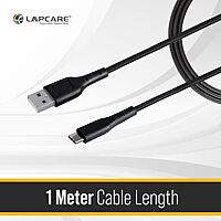 Lapcare Hook LTC‑1125 USB-A to Type‑C braided cable delivers 18 W fast charging and high-speed data sync, with durable/ tangle‑free design, 1 m length, and metal‑shell connectors.