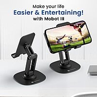 Portronics Mobot III 360° Rotatable & Foldable Mobile Phone Holder – Adjustable Height | Black