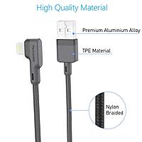 Portronics POR 1080 Konnect L USB-A to Lightning Cable – 3A | Nylon Braided | L-Shape | 1.2m Grey