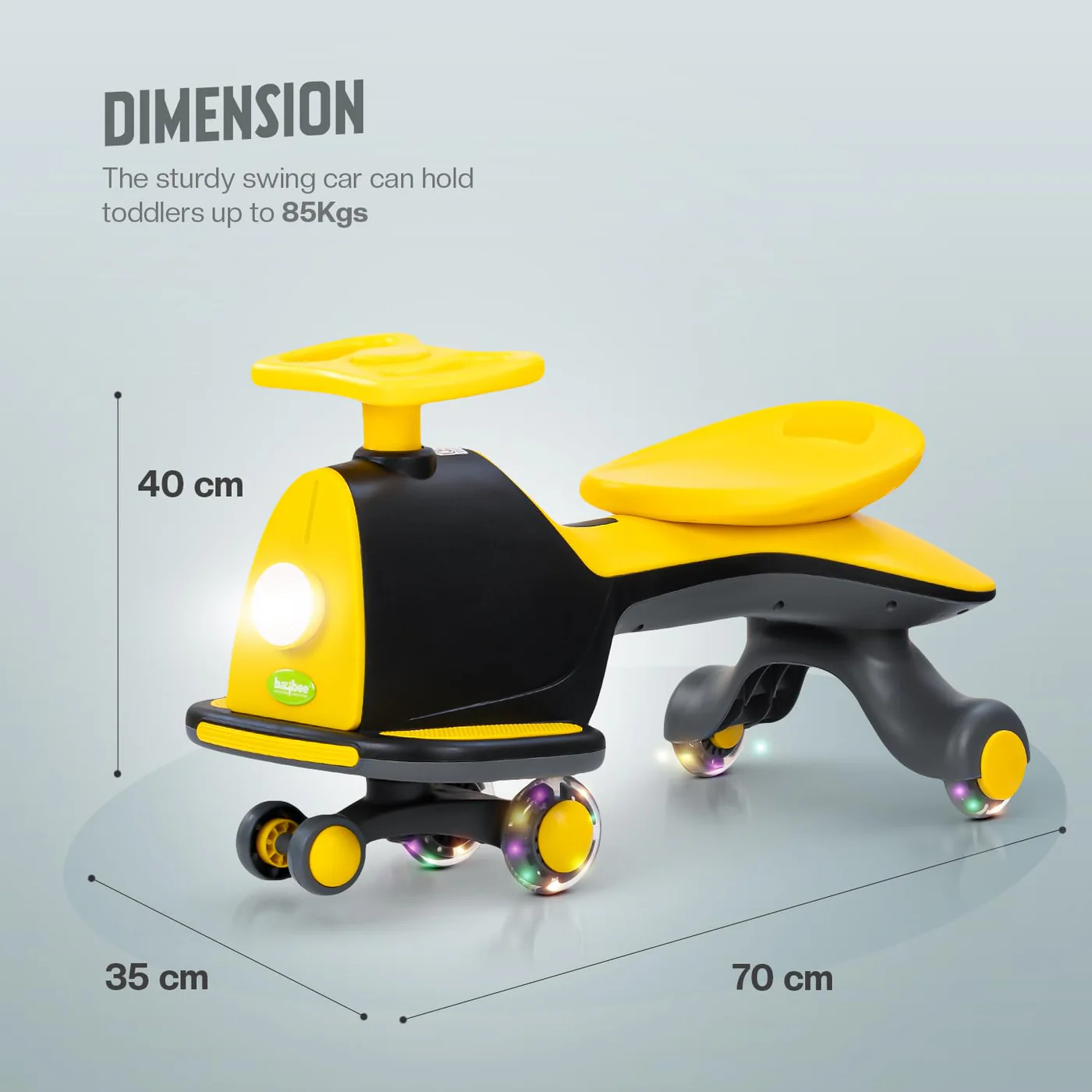 Baybee Nord Kids Magic Swing Car for Kids-Black/Yellow Baybee Nord Kids Magic Swing Car for Kids-Black/Yellow