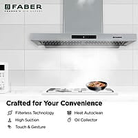 Faber 90cm 1150 m³/hr Autoclean T-Shape Kitchen Chimney Matt Grey Finish