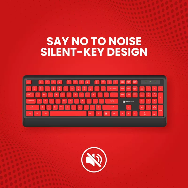Portronics Key5 Wireless Combo | Full-Size Keyboard, USB, 1200 DPI Optical Mouse, Ergonomic Design, Long Battery Life, Plug and Play, Ideal for Home and Office Use, Sleek and Stylish.