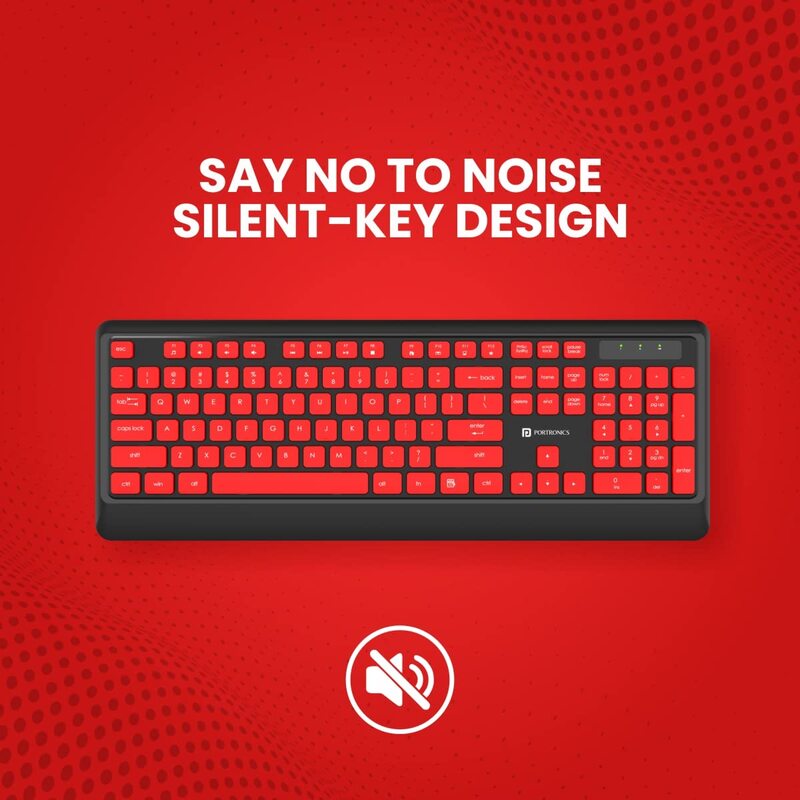 Portronics Key5 Wireless Combo | Full-Size Keyboard, USB, 1200 DPI Optical Mouse, Ergonomic Design, Long Battery Life, Plug and Play, Ideal for Home and Office Use, Sleek and Stylish.