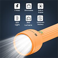 Portronics Eco Glow LED Torch – USB, Orange. Compact and lightweight, this rechargeable torch features bright LED light, durable design, and convenient USB charging for on-the-go illumination.