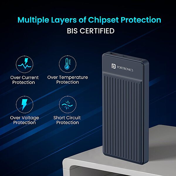POR 2250 Luxcell B 12 10K Power Bank – 10000mAh | 12W Charging | USB & Type-C Input & Output | Black