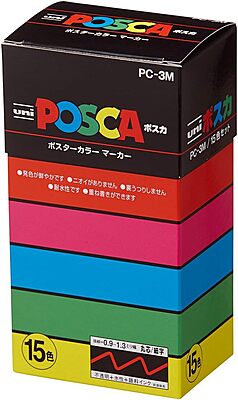 PC3M15C MITSUBISHI UNI POSCA MARKER SET, 3M, 15 ASSORTED COLORS PC3M15C MITSUBISHI UNI POSCA MARKER SET, 3M, 15 ASSORTED COLORS