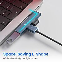 Portronics Mport Mino A – 3-in-1 USB Hub, L-Shape Design, compact and portable, perfect for connecting multiple devices, enhances productivity, ideal for home and office use, sleek and stylish.
