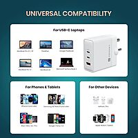 Portronics Adapto 100 100W GaN Triple Port Fast Charger | Dual Type-C PD + USB-A White