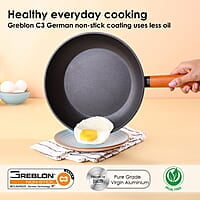 Wonderchef Caesar Forged Virgin Aluminium Fry Pan, 24cm, Black, Healthy Greblon C3