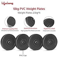 Lifelong PVC Home Gym Set 10Kg -20kg Plate 3Feet Curl Rod and Dumbbells Rods with Gym Accessories