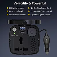 Portronics 200W Car Power | Type-C PD, USB & AC Socket | Charge multiple devices on the go | Compact design | Ideal for road trips | Fast charging | Durable and reliable | Perfect for travelers.
