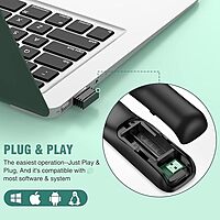 Presentation Remote with Air Mouse & Multiple Other Functions, Wireless Presenter Clicker RF 2.4GHz USB Red Laser Pointer Presenter for PC Widely Compatible NOT Compatible with LED LCT TV