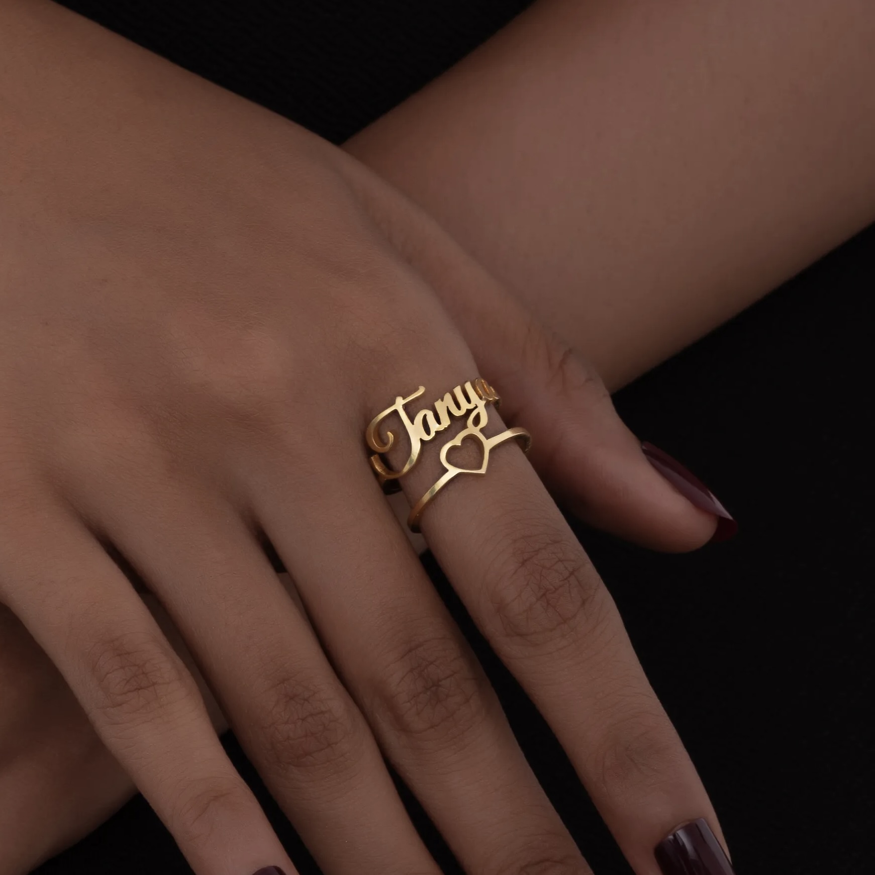 Personalized Halo Heart Ring