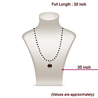 Silver Capped Black Wooden Beads Mala with Rudraksha Pendant