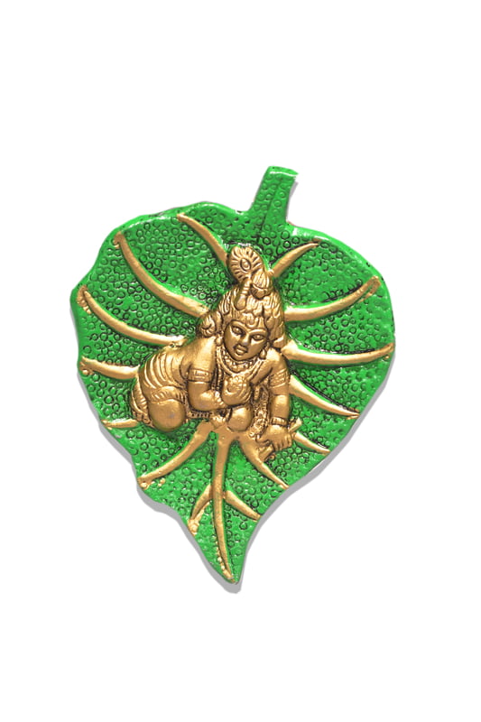 Leaf Krishna Green Gold 10 X 17 X 1 CM Leaf Krishna Green Gold 10 X 17 X 1 CM