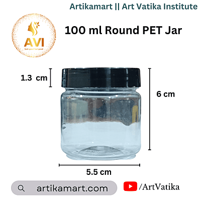 100 ml Round PET Jar + BLACK Cap 100 ml Round PET Jar + BLACK Cap
