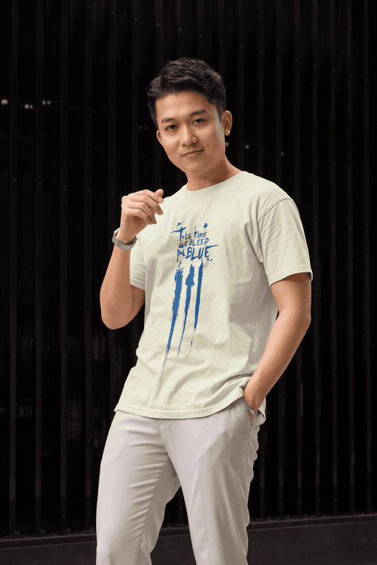 Bleed Blue Beige regular premiuim Tshirt