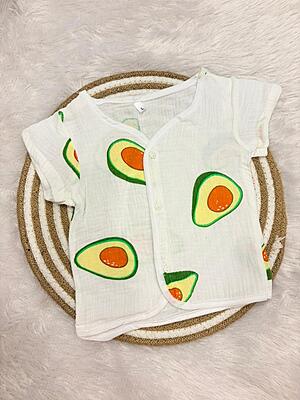 Premium Crinkled Muslin Cotton Jhabla (6-12Months) – With Sleeves