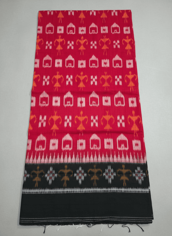 Sambalpuri Cotton Saree(5292 red and black)