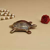 Brass Tortoise with Shree Yantra/Kuber Yantra on Back - 3.2 inch Length | Brass Tortoise with Shree Yantra/Kuber Yantra for Prosperity