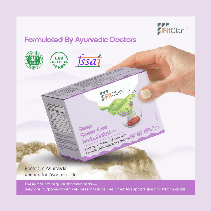 Sleep Stress-Free Herbal Tea | Relaxing Ayurvedic Tea with Ashwagandha, Brahmi & Lavender