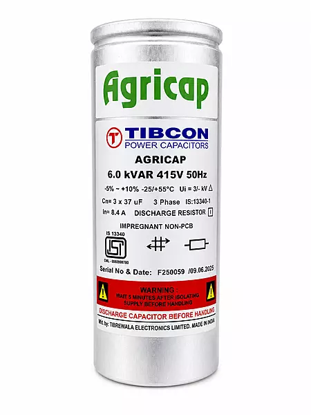 TIBCON 6 KVAR AGRICAP PFC Capacitor | Cylindrical Power Factor Correction