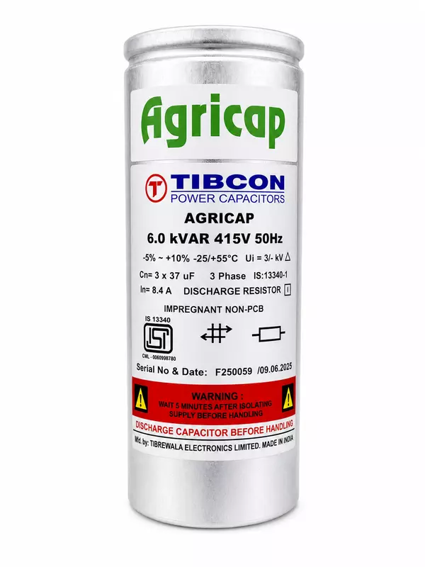 TIBCON 6 KVAR AGRICAP PFC Capacitor | Cylindrical Power Factor Correction