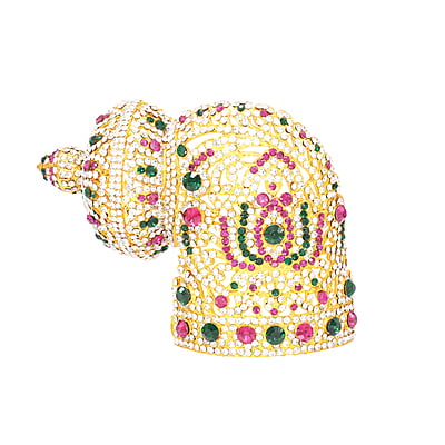 RED WITH GREEN MULTISTONE CROWN FOR GOD/Amman(right side) RED WITH GREEN MULTISTONE CROWN FOR GOD/Amman(right side)