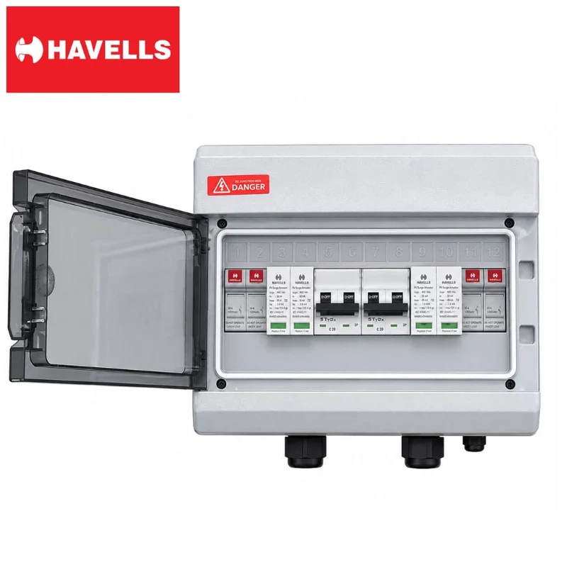 Havells DCDB Premium IP66 Waterproof – 20A MCB,600V SPD & 20A Fuse Holder  (2-4kW) (2-In-2-Out)