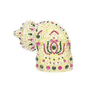 RED WITH GREEN MULTISTONE CROWN FOR GOD/Amman(right side) RED WITH GREEN MULTISTONE CROWN FOR GOD/Amman(right side)