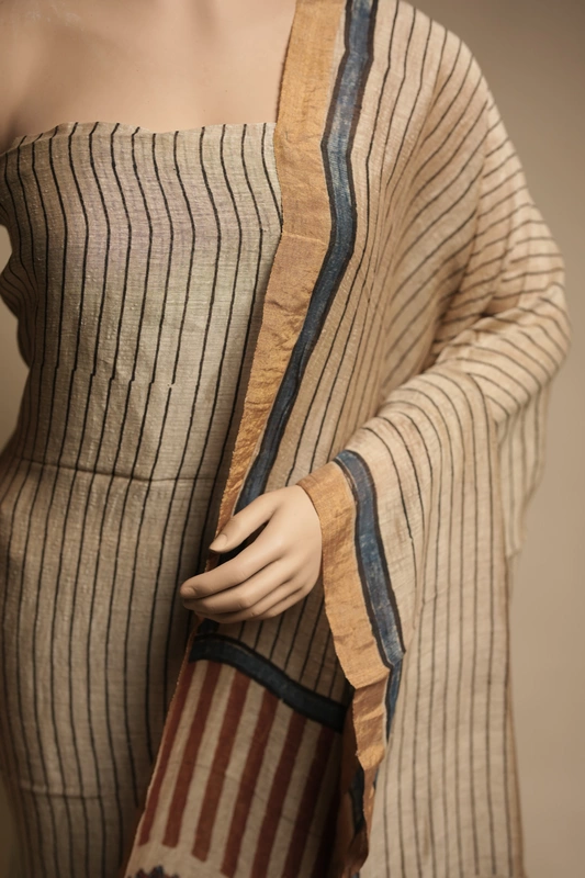Linen 2pc suit set - Beige Ajrakh Print