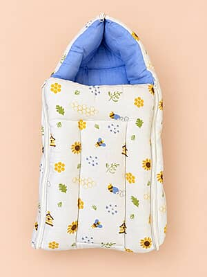 Premium Muslin Baby Carry Bed & Sleeping Bag – Soft, Lightweight & Cozy – Cloud Blue