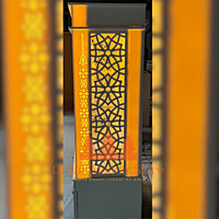 Divine Backlit Om Mandir in White Corian with Elegant Design