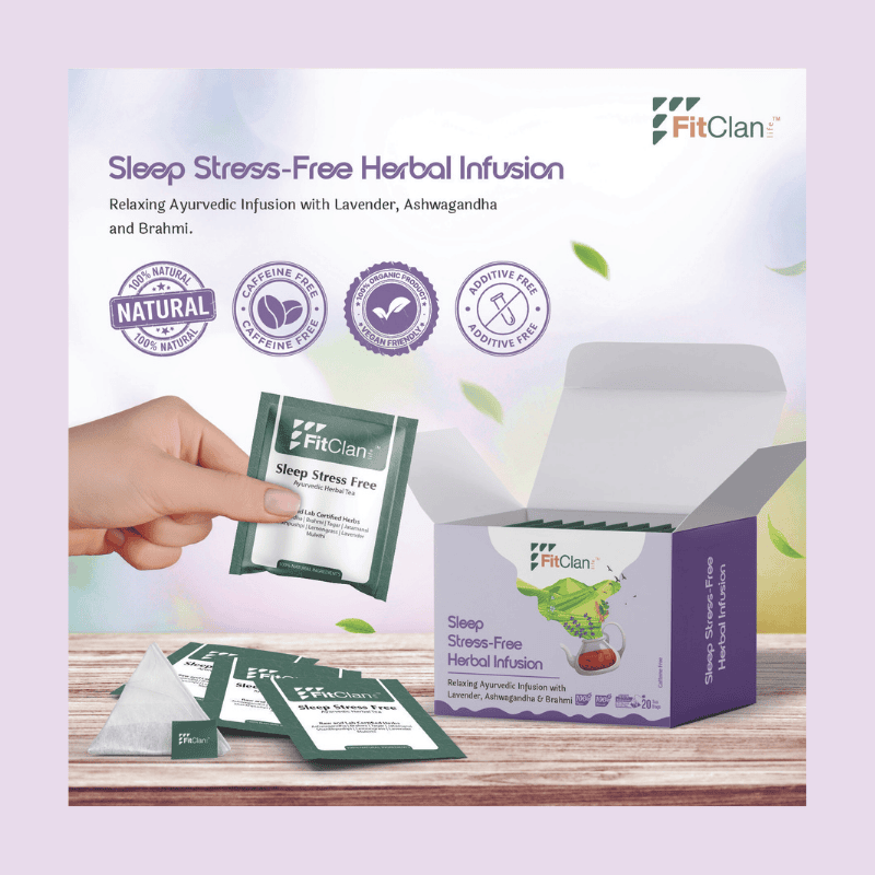 Sleep Stress-Free Herbal Tea | Relaxing Ayurvedic Tea with Ashwagandha, Brahmi & Lavender
