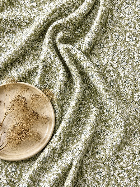 Cotton Sea Green Jaal Block Print