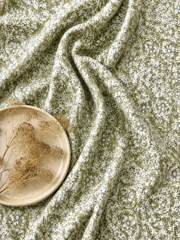 Cotton Sea Green Jaal Block Print