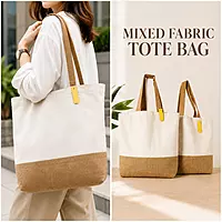 Mixed Fabric Tote Bag