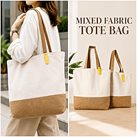 Mixed Fabric Tote Bag
